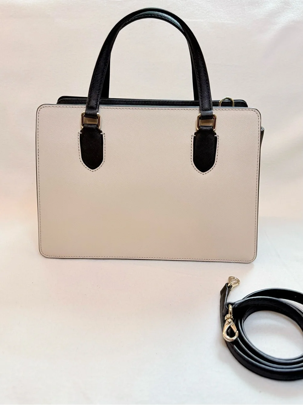 Kate Spade Black and Cream Two-Tone Structured Satchel